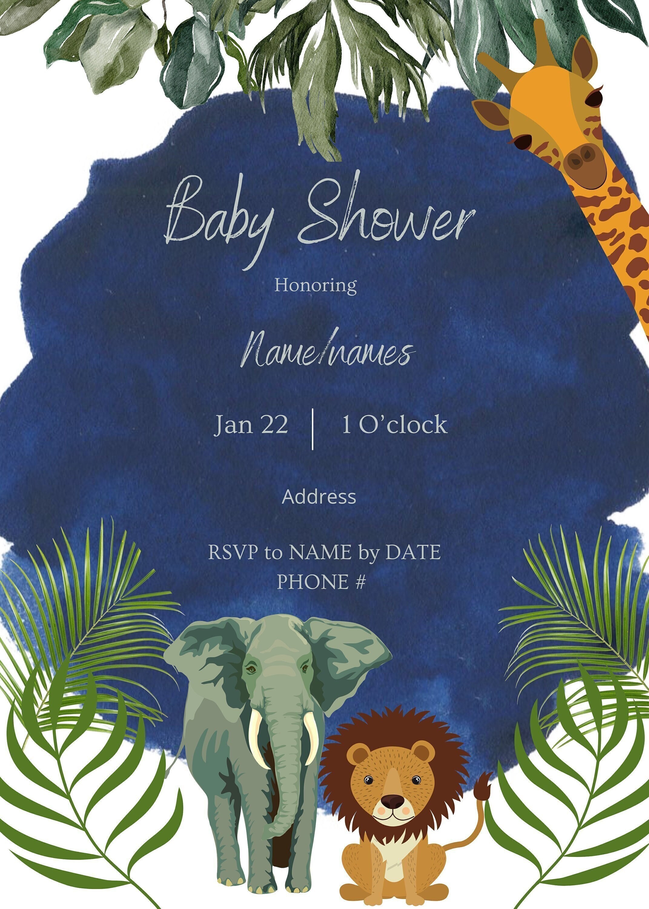 Safari Baby Shower Invitation Etsy