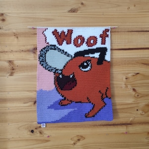 Handmade Crochet Wall Hanging Anime Orange Dog