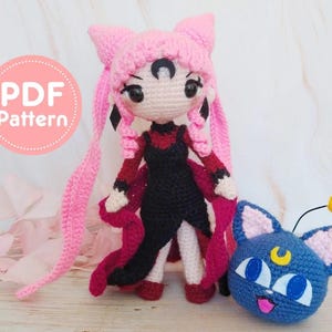 Black lady Chibiusa + Luna ball Amigurumi PDF Pattern