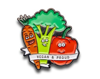 Vegan & Proud Emaille Pin - Vegan - Pride - Vegetarier - Tierschutz