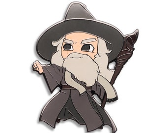 Wizard Enamel Pin - Chibi Gandalf - Cute Pin - Staff Enamel Pin - Lord of the Chibis - Hard Enamel Pin