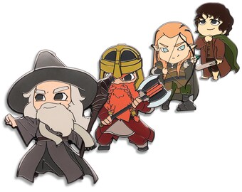 Fellowship Enamel Pin Set - Serie 1 - Chibi - Süßer Pin - Waffen Emaille Pin - Lord of the Chibis - Hard Enamel Pin
