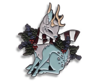 Winter Hirsch Enamel Pin - Lapel Pin - Jahreszeiten Hirsch - Winter Wonderland - Hutnadel - Weiche Emaille - Weihnachts pin - Tier Brosche - Niedliche Anstecknadel