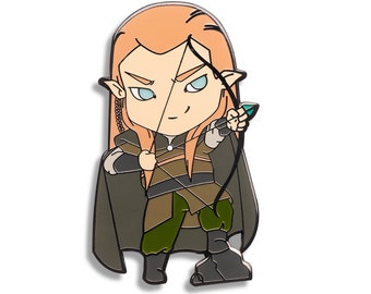 Elfen Emaille Pin - Chibi Legolas - Niedliche Pin - Schleife und Pfeil Emaille Pin - Lord of the Chibis - Hard Enamel Pin