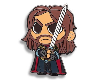 Aragorn Enamel Pin - Chibi Aragorn - Cute Pin - Strider Enamel Pin - Lord of the Chibis - Hard Enamel Pin - Sword