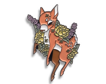 Frühling Hirsch Enamel Pin - Lapel Pin - Jahreszeiten Hirsch - Blumen Pin - Hut pin - Weiche Emaille - Tier Brosche - Niedliche Anstecknadel