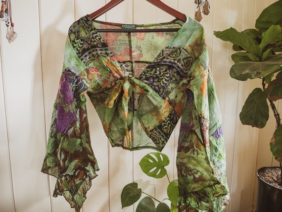 Forest Green Bell Sleeve Tie Top - Etsy