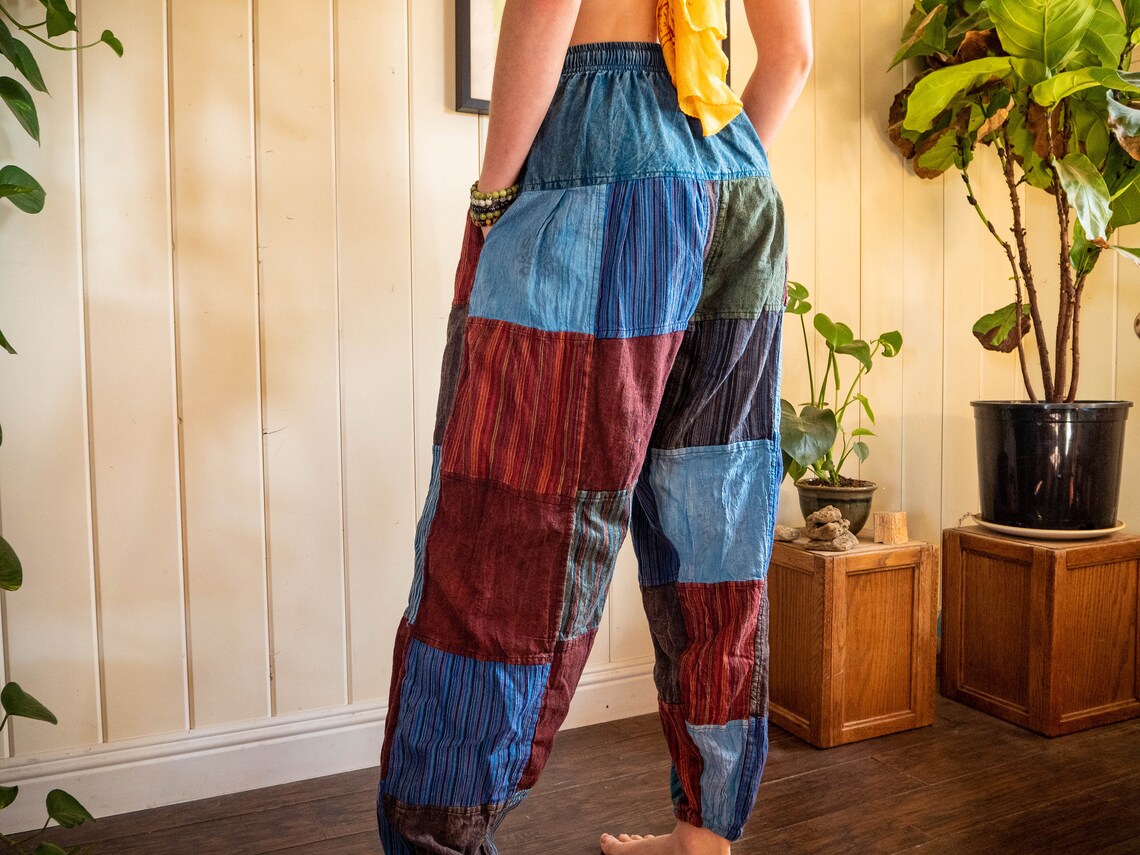 Denim patchwork joggers Etsy