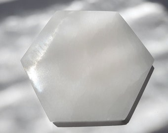 Selenite Charging Plate / Hexagonal Selenite Crystal / Large Crystal Charging Plate / Selenite Slab / Crystal Cleansing/ Crystal Healing