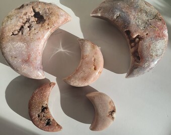 Pink Amethyst Druzy Moon: Calming Crystal Gift