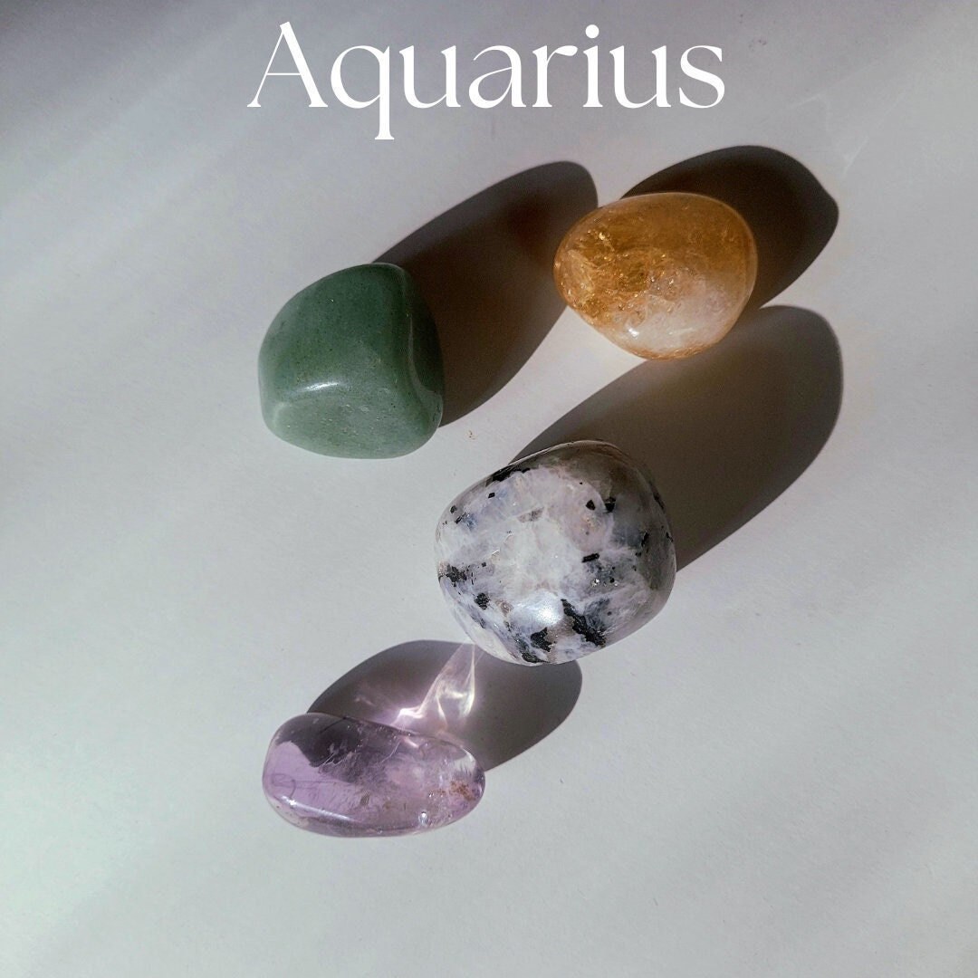 Aquarius Healing Stones / Zodiac Stones Set / Birthday Gift for