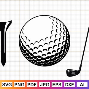 Golf ball svg vector, Golf ball png, Golf tee svg, Golf club svg, Golf ball cricut &silhouette, Descarga digital, png, pdf, jpg, eps, dxf
