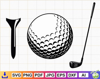 Golf ball svg vector, Golf ball png, Golf tee svg, Golf club svg, Golf ball cricut & silhouette, Digital download, png, pdf, jpg, eps, dxf