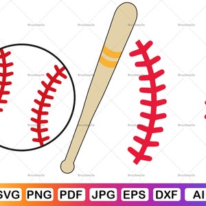 Baseball svg | baseball stitches svg | baseball bat svg | t-ball svg | cricut & silhouette | digital download | svg,png,pdf,jpg,eps,dxf