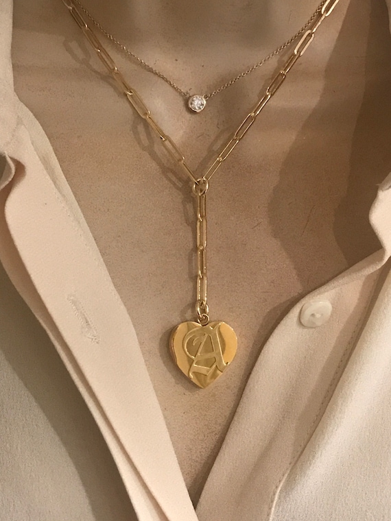 Old English Font Personalized Initial Necklace Etsy