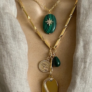 Malachite mix charms necklaces/Malachite Northstar necklace/Cross necklace