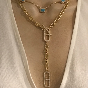 Equestrian style Lariat/ Turquoise charm necklace