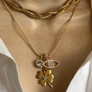 Protection charms necklace/Braided chain necklace