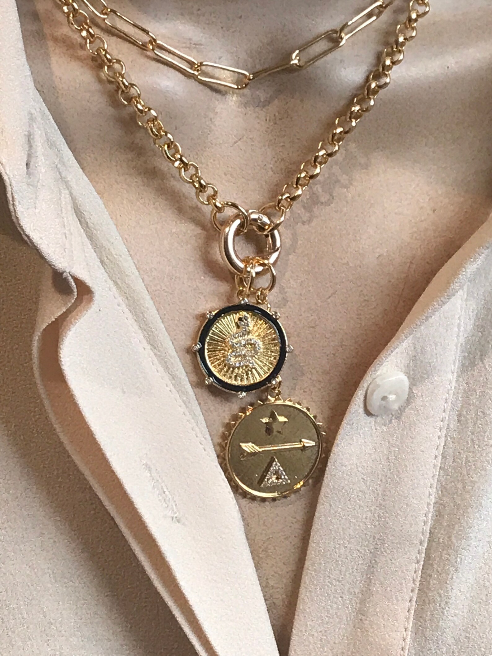 Double gold pendant necklace Clearance