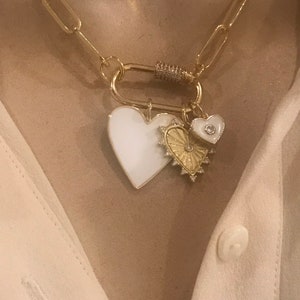 Gold open link chain mixed charms necklace
