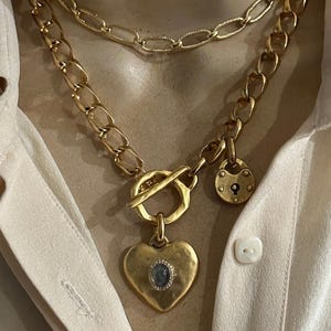 Heart and padlock statement necklace