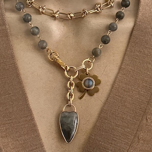 Labradorite beaded necklace/knotted chain