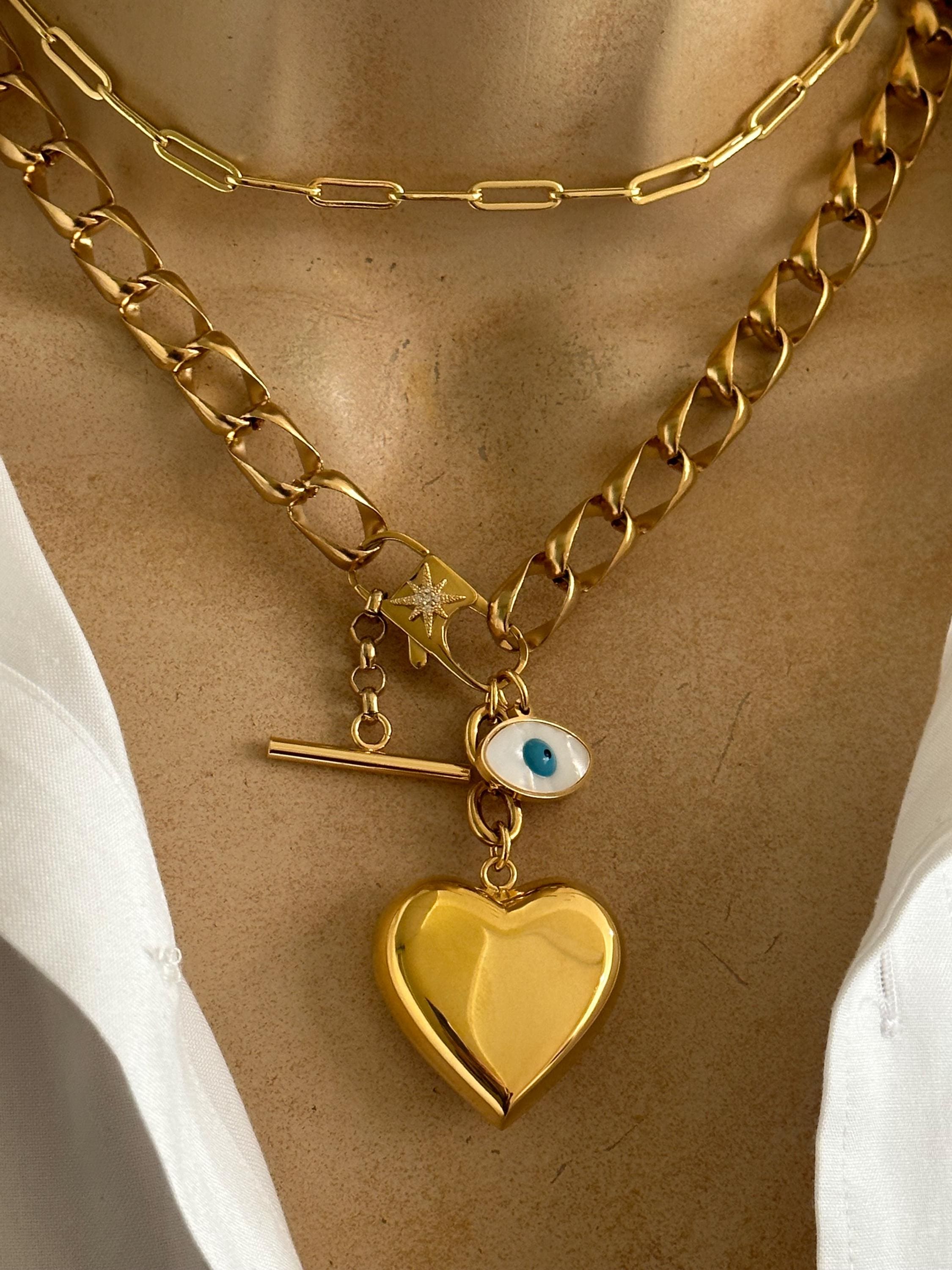 Carabiner Puffy Heart Charm Necklace – Mill Rock East