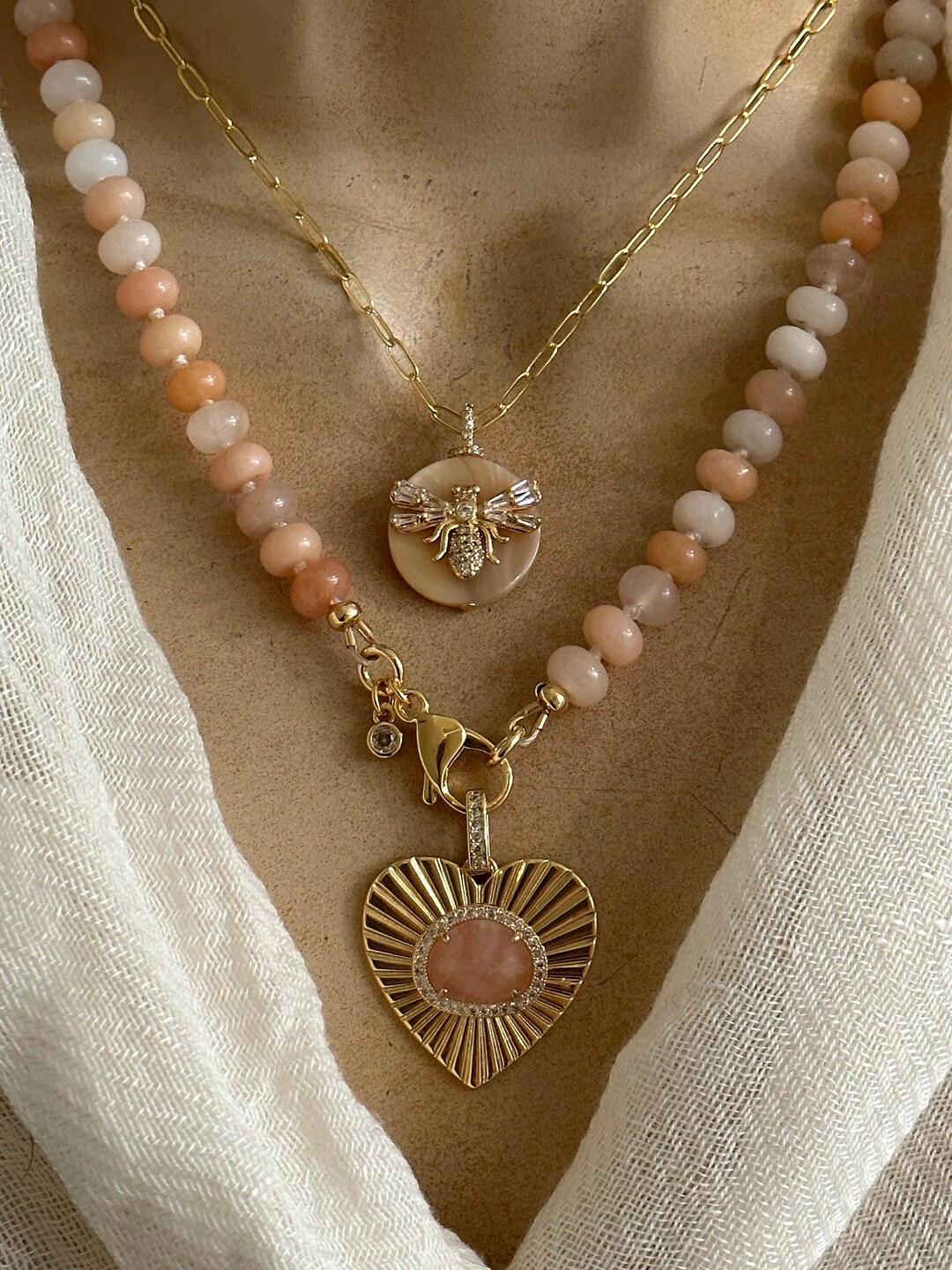 Hanalei Pearl Rose Quartz Love Knot Necklace main image 1