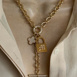 Personalized padlock toggle necklace
