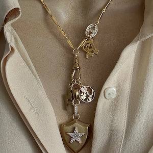 Personalized Star shield statement mix charms necklace