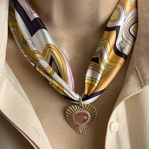 Italian silk scarf Rose Quartz pendant
