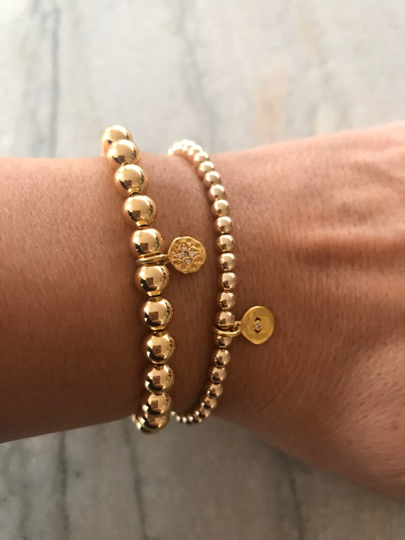 Gold filled charm beaded bracelets