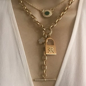 Personalized padlock toggle necklace