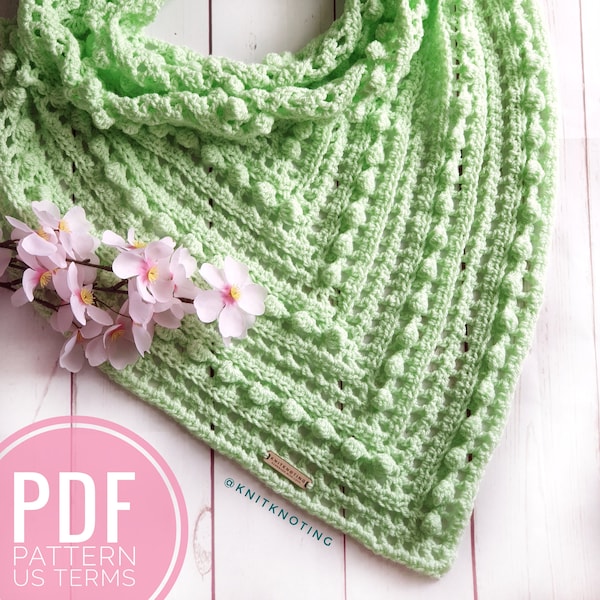 CROCHET PATTERN - Avalanche Scarf, US Term, Crochet Pattern, Triangle Scarf, Beginner Friendly, Easy Crochet Scarf, One Skein Pattern