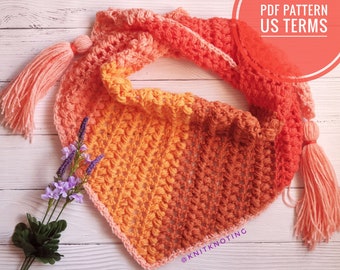 CROCHET PATTERN - Fishtail Braid Scarf, US Terms, Crochet Pattern, Triangle Scarf, One Skein Pattern, Simple Design Crochet Pattern