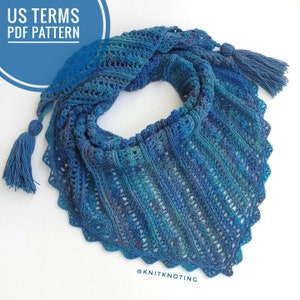 CROCHET PATTERN - Gardenia Scarf, Crochet Pattern, Triangle Scarf, Winter Glow Yarn, Crochet Scarf, 1 skein pattern