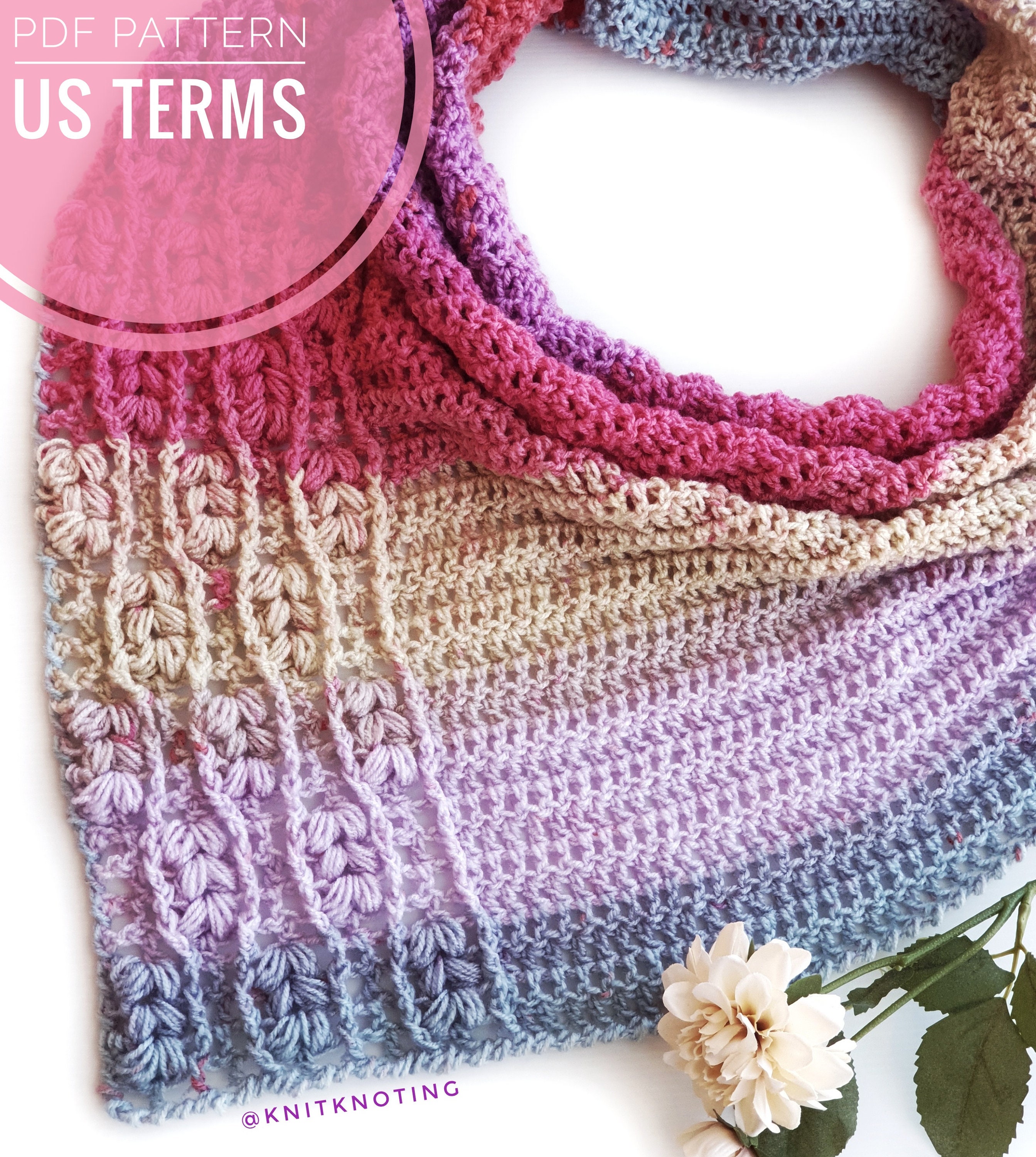 CROCHET PATTERN - Falling Ivy Scarf, US Terms, Triangle Scarf, Asymmetrical Scarf, Advanced Beginner, Crochet Scarf, Easy Crochet Pattern