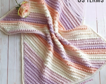 CROCHET PATTERN -  Flower Patch Baby Blanket, US Terms, Advanced Beginner, Crochet Baby Blanket, Worsted Yarn, Corner to Corner Crochet