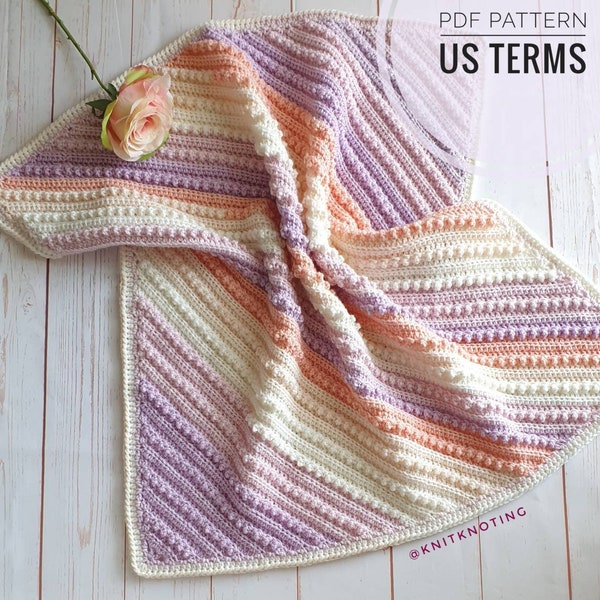 CROCHET PATTERN -  Flower Patch Baby Blanket, US Terms, Advanced Beginner, Crochet Baby Blanket, Worsted Yarn, Corner to Corner Crochet