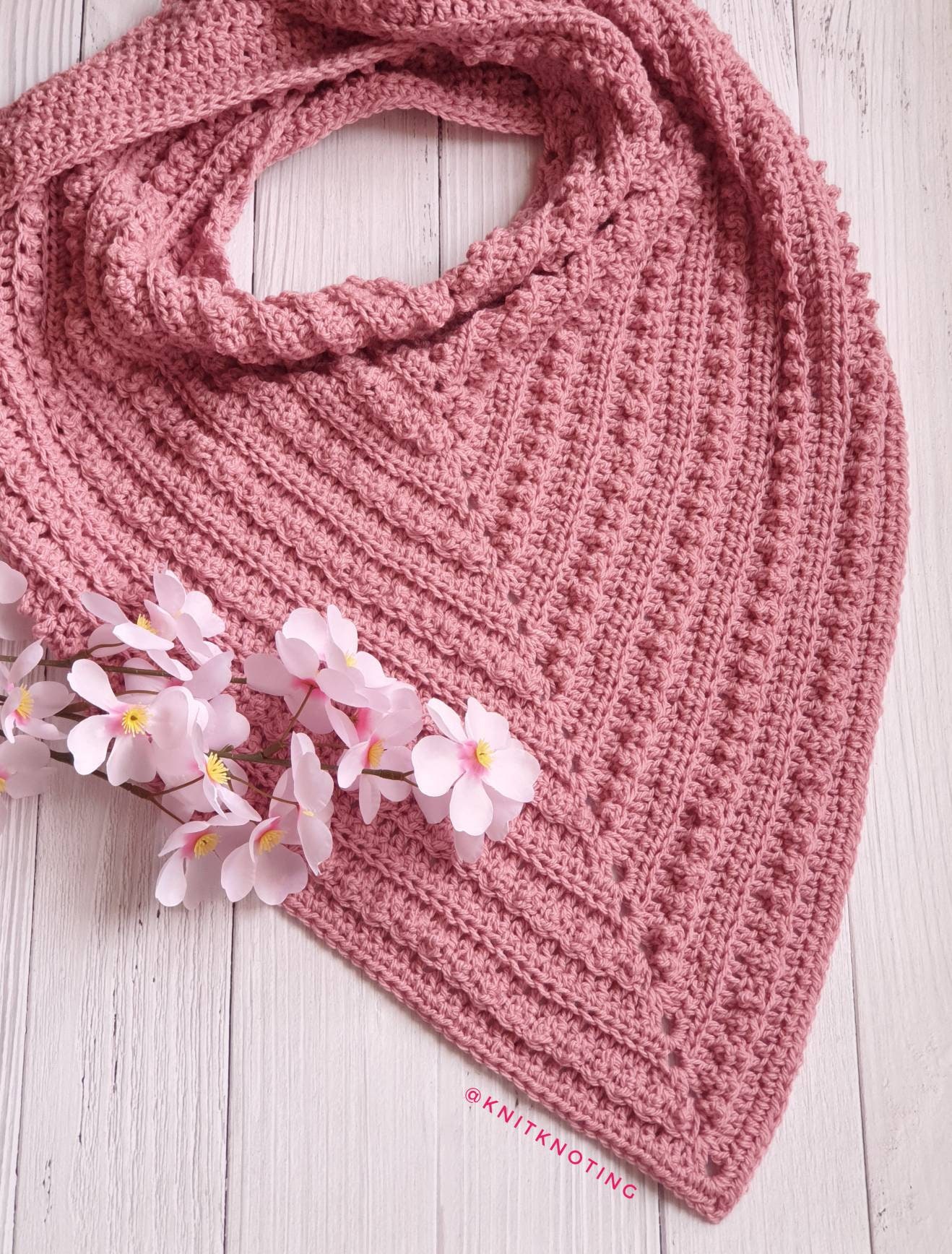 CROCHET PATTERN Flower Patch Scarf US Terms Triangle - Etsy Australia