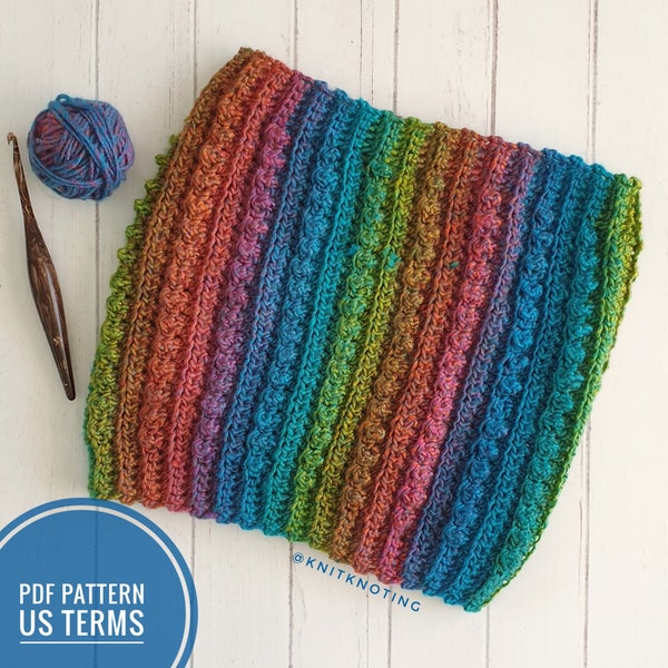 CROCHET PATTERN -  Flower Patch Cowl, US Terms, Beginner, Crochet Cowl, Worsted Yarn, Easy Crochet Pattern