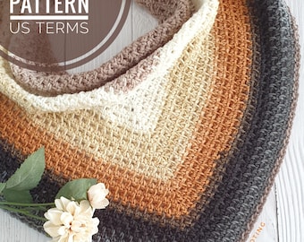 CROCHET PATTERN - Lazy Days Triangle Scarf, US Terms, Advanced Beginner, Crochet Triangle Scarf, Light #3 dk Yarn, Easy Crochet Pattern