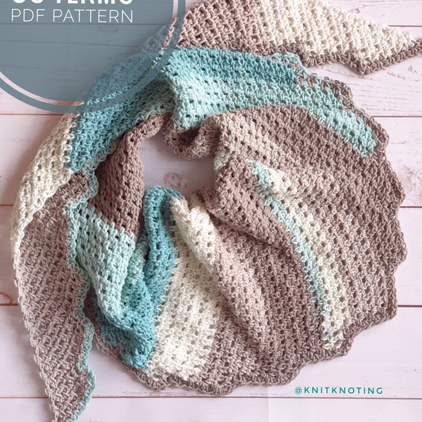 CROCHET PATTERN - Lazy Days Scarf, US Terms, Beginner Friendly, Written Pattern, Crochet Scarf, Easy Crochet Pattern, Worsted Yarn,