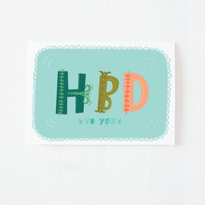 Whimsical Happy Birthday Card, Blank Inside