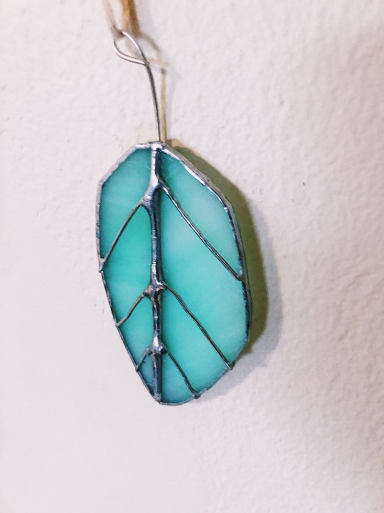 Turquoise Stained Glass Leaf Etsy