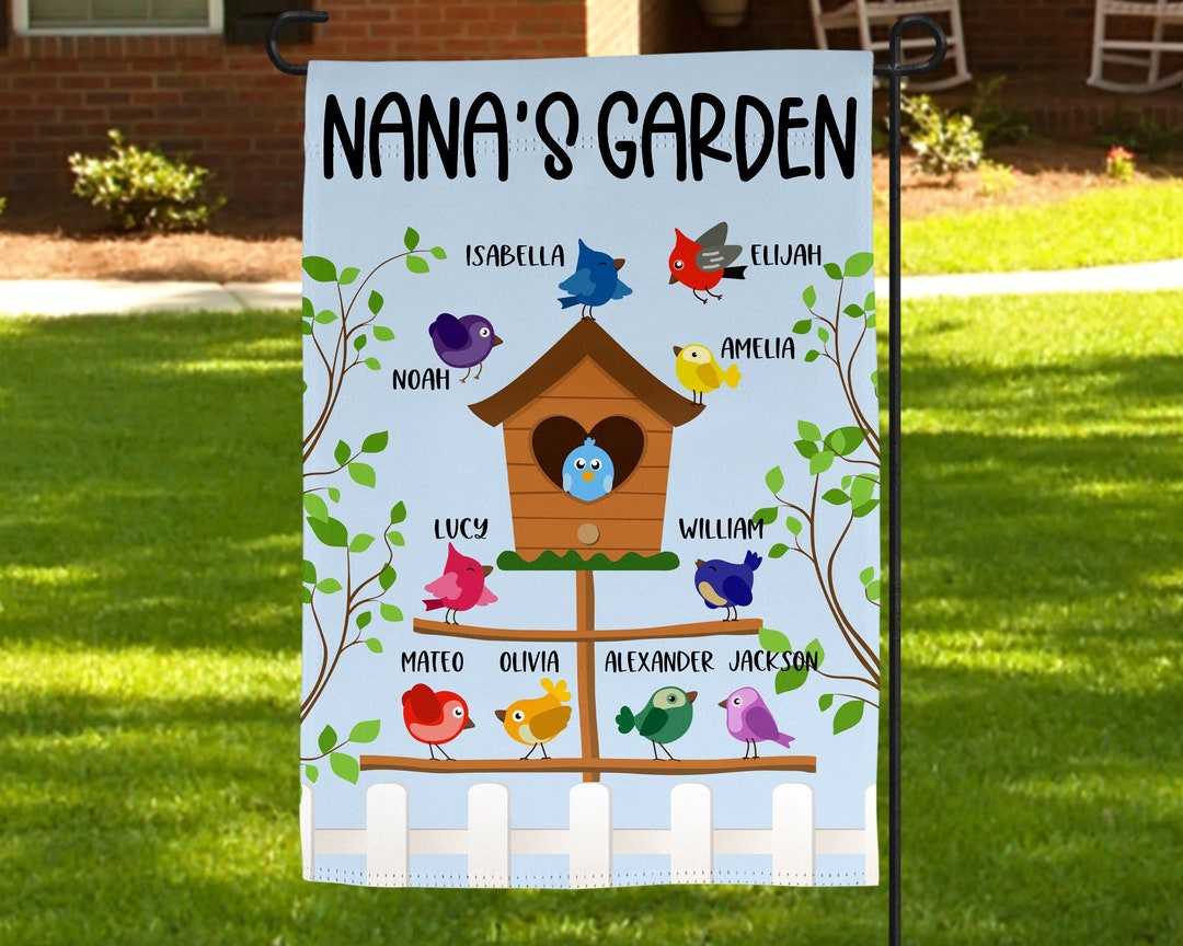 Personalized Grandma Flag Sign - Gift Idea For Grandma - Up to 10 Kids - Grandma's Garden