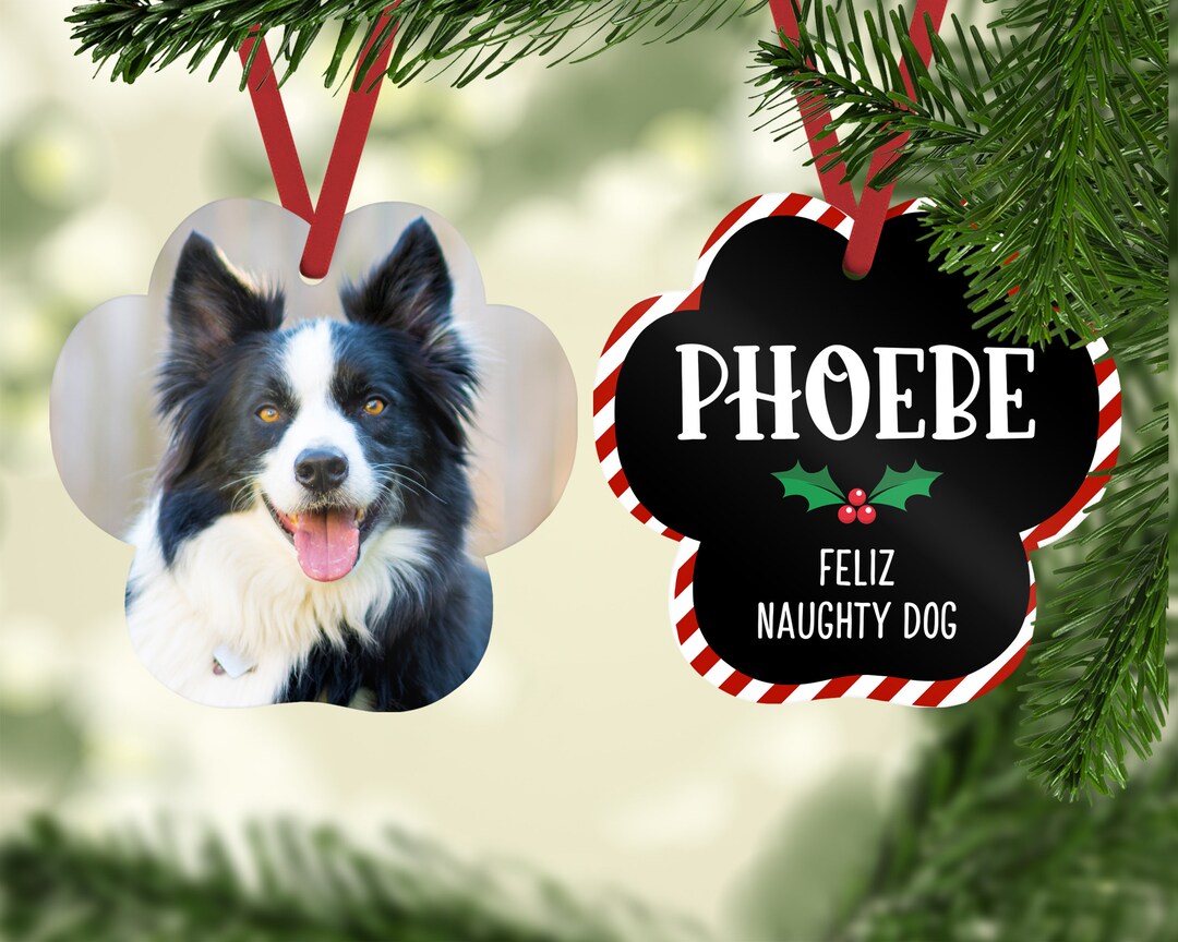 Pet Photo and Caption Ornament Funny Personalized Paw Print Etsy