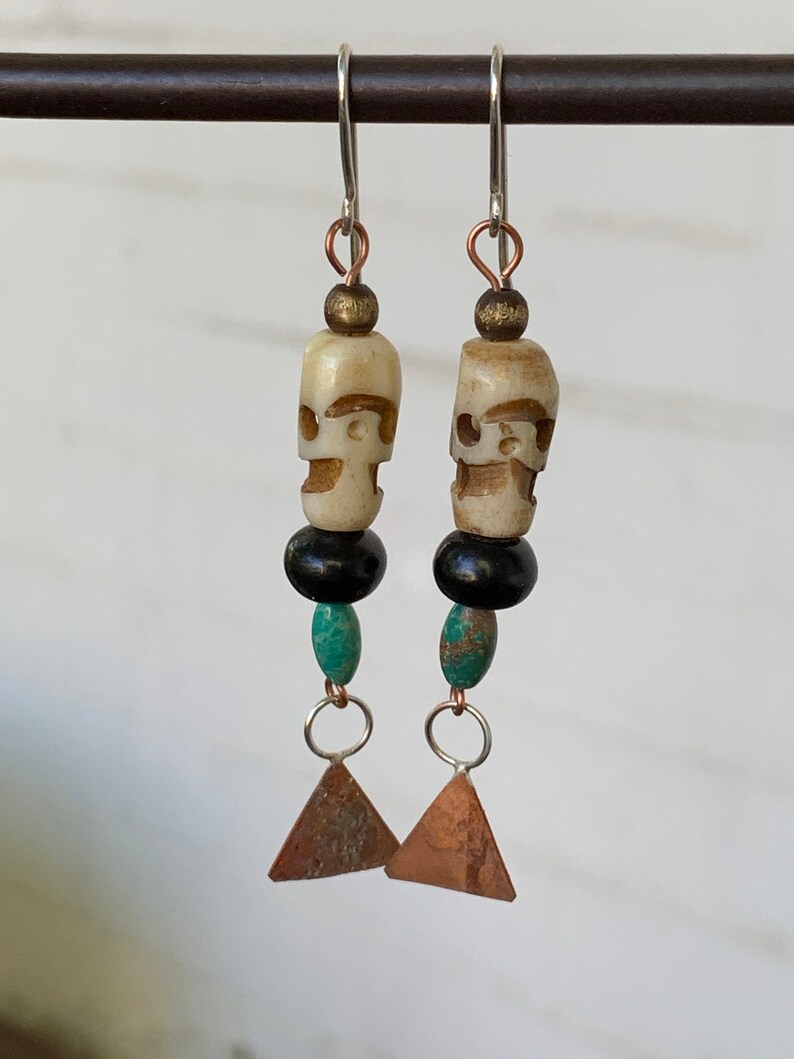 handmade beaded earrings gifts for her earrings for women gifts for women Beaded earrings copper earrings beaded jewelry art jewelry