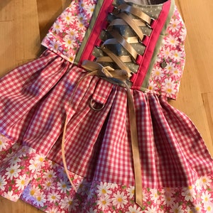 Dirndl— Pink Gingham & Daisy, Size XL, Pet Dresses