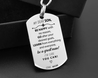 Personalized Engraved Stainless Steel Keychain, Gift for Son or Daughter